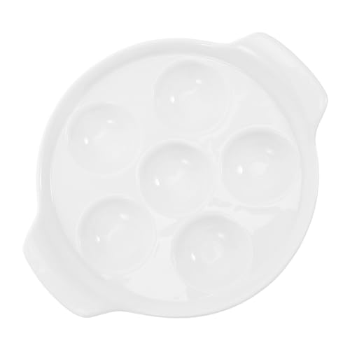 MOLUCKFU Fuente de para Horno con Asas Dobles Plato para Caracoles Estilo Francés con Compartimentos Apto para Cocinar Mariscos y Champiñones para Uso Casa y Restaurante