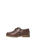 JACK & JONES Leather Boat Shoe, Jfwbrooklyn-Scarpe da Barca in Pelle Uomo, Cognac, 42 EU