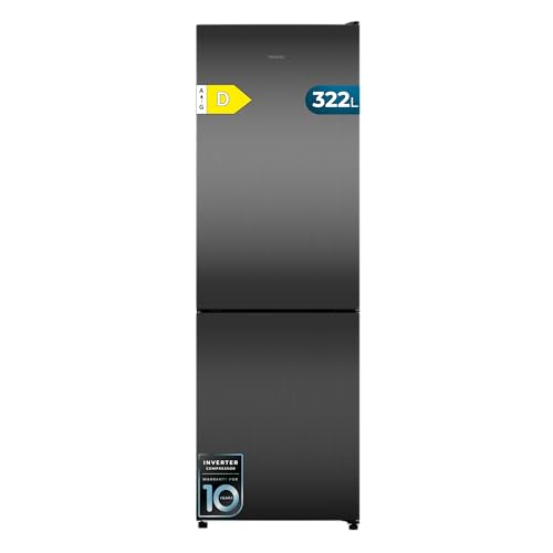 Cecotec Frigorífico Combi 322L Bolero CoolMarket Combi 322i Dark D. 185,5cm de Alto, 59,5cm de Ancho, Tecnología Multi Airflow, HumidityFlex HUB, LED Interior