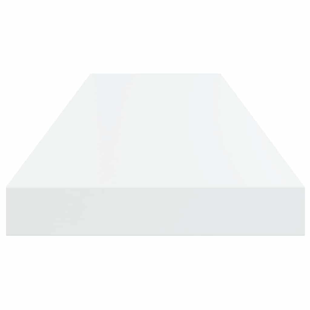 Lot de 2 étagères murales en MDF blanc brillant 80 x 23,5 x 3,8
