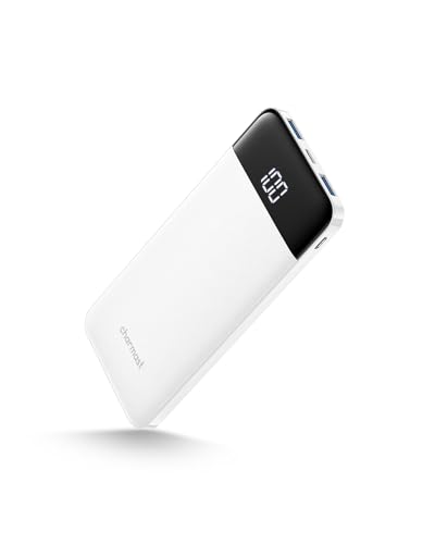 Charmast Powerbank 10400mAh Externer Akku USB C Power Bank 5V 3A Ausgänge Ultra dünn Handy Ladegerät LED Display Micro USB Typ C kompatibel mit iPhone 12/11/X/8,iPad,Samsung,Huawei,Tablet mehr（Weiß）