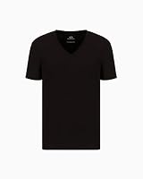 Armani Exchange Men's Basic Pima V Neck Tee, Black, Large
