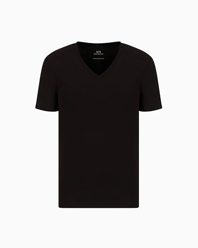 Armani Exchange Men's Basic Pima V Neck Tee, Black, Large