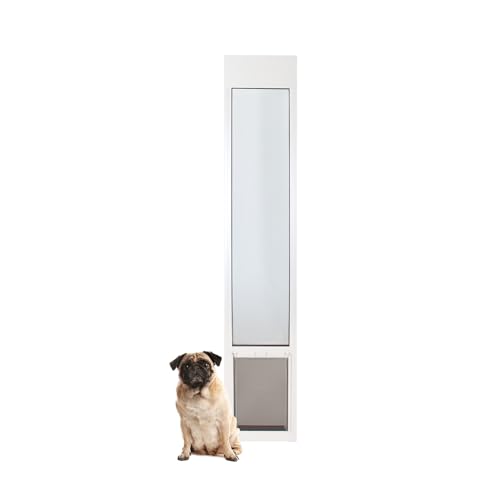 PetSafe Sliding Glass Pet Door - No-Cut DIY Install Doggy Door for Renters - Aluminum Frame - Adjustable Height 91 7/16' to 96' - Ideal for Medium Dogs Up to 40 lb - White