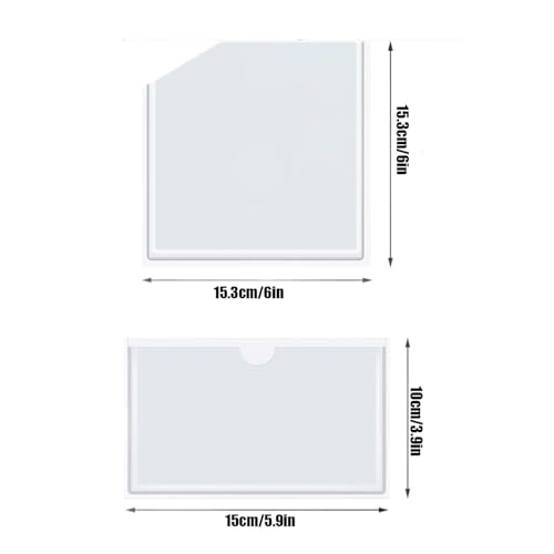 Bolsillos adhesivos transparentes para etiquetas de organización, pack de 10 fundas de plástico 7