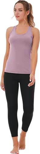 TELALEO 5 Pack Workout Tank Tops for Women, Athletic Racerback Sports Tank Top, Loose Sleeveless Dry Fit Shirts Black/Grey/White/Light Grey/Purple L4