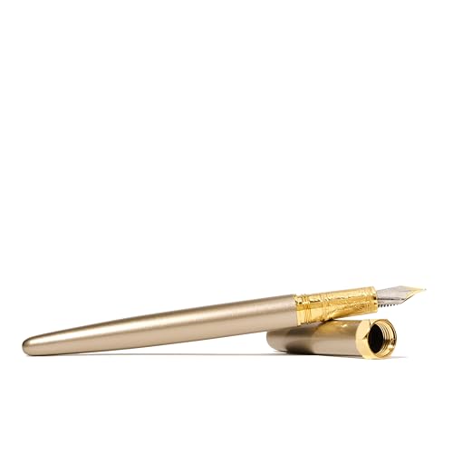 Image of Ferris Wheel Press, Bijou Fountain Pen, Captain Earl Greyson, Double Gold Plated, Sapphire Lacquer Finish, Two-Tone Steel Nib, Fine