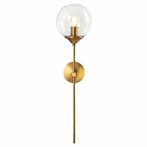 BOKT Glass Globe Wall Sconce Mid Century Wall Light Fixture Bedroom Lighting Nordic Living Room Background Wall Lamp Mirror Headlights (Clear)