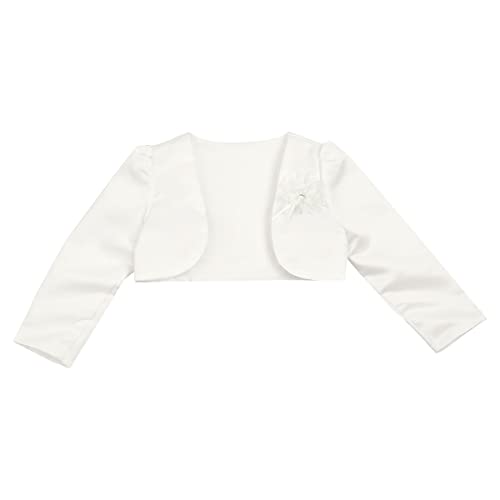 Girls Flower Beaded Bolero Shrug Long Sleeve Jacket Sweater Pageant Wedding Party Dress Coat Dress Cover up4