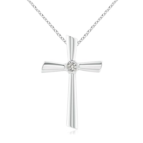 Angara Natural Diamond Pendant for Women | Round Diamond Cross Pendant Necklace in 14K Solid Gold/Platinum | April Birthday, Anniversary, Gemstone Jewellery Gift