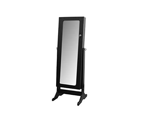 Ore International Standing Mirror with Storage and Jewelry Armoire Stand, 57-Inch, Dark Cherry Finish