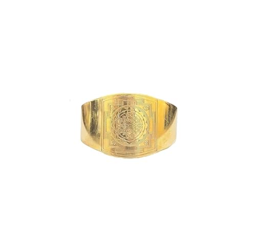 Image of Unisex-Adult Shree Yantra Kada Golden Antique Designer Brass Shri Yantra Bangle Cuff Kada Bracelet
