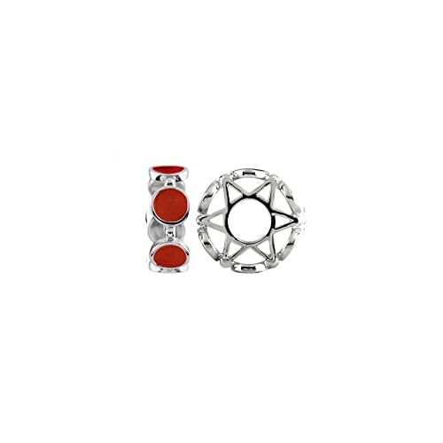 Storywheels dames-kraal zilver emaille diamant 0,15 ct wit rond geslepen - STORYWHEELS S421RED ZILVER WHEEL