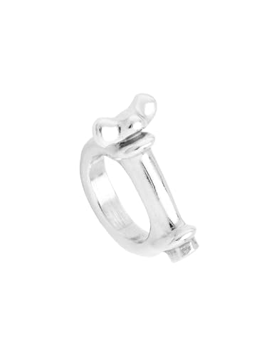 Bague en forme de manille en argent massif poli de haute joaillerie