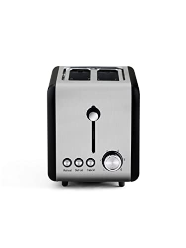 Mellerware Crispy Toaster, Original-Design, drei Farben, 2 Schlitze à 14 x 4 cm, Aufwärmen und Auftaufunktion, Krümelschublade (schwarz)