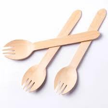 300pcs Disposable Wooden Sporks, 155 mm, Natural Wood Colour, Ideal for Parties, Picnics, Events