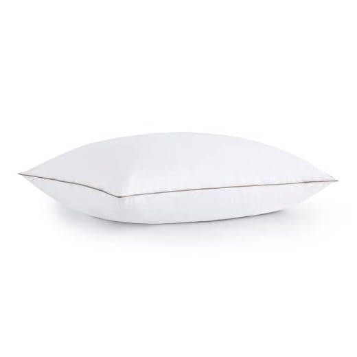 puredown® Goose Feathers and Down Pillow, Made in The USA, Premium Medium to Firm Sleeping Pillows, Hotel Collection Pillows with Cotton Cover, Standard Size, 20x26 Inches, 1 Pack