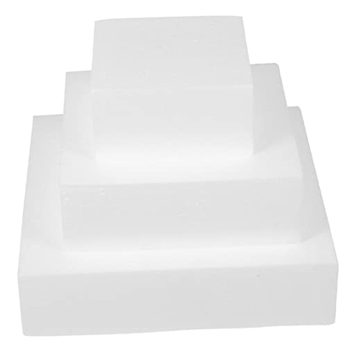 3pcs Square Cake Dummy Foam Model for Decorating Lightweight Reusable Baking Tools for Wedding Display and Practice