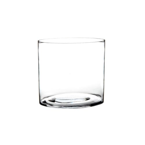LOLAhome - Jarrón Cilíndrico de Cristal Transparente Decorativo de Diseño Redondo de Ø 18x18 cm, Resistente y Elegante, para Decoración de Interiores, arreglos Florales, Centros de Mesa
