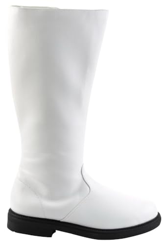 ACE SHOCK Mens Pirate Costume Boots Tall Renaissance Medieval Viking Boots for Halloween Cosplay Outfit (White 11)