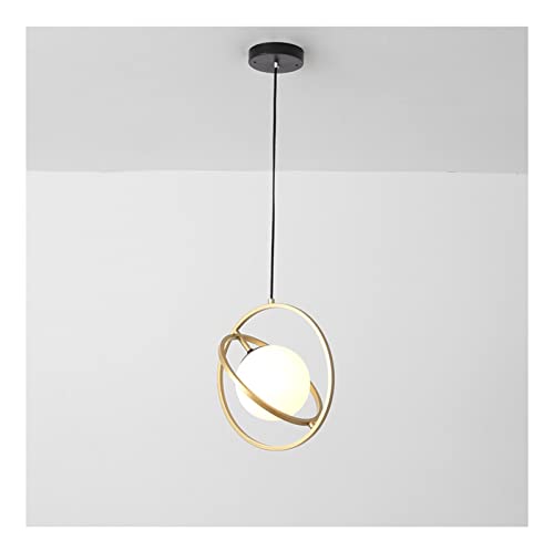 Haushalt Kronleuchter, Glaslampenschirm Einzelkopf Schlafzimmer Kreative Doppelring Glas Ball Restaurant Lampe Persönlichkeit Eisen Kunstlampe Leuchter (Color : White light) Cover