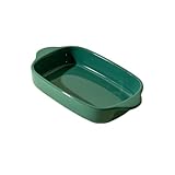 SDA287MZ Hornear Lasaña Plato for Hornear arroz al Horno, Cuenco de cerámica con Doble Oreja for Hornear, Plato de microondas for el hogar, Utensilios Especiales for Horno Plato para lasaña(Green)