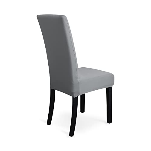 Image of Amazon Basics Dining Chair Covers, Stretch Parson /Dining Chair Slipcover, Removable Washable Chair Protector for Home /Restaurant /Banquet, Light Grey, 6-Pack