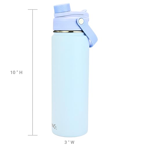 Image of Drinco Stainless Steel Water Bottle Spout Lid Vacuum Insulated Double Wall Water Bottle Wide Mouth Leak Proof Keep Cold Sport Camping Hiking (22oz Baby Blue)