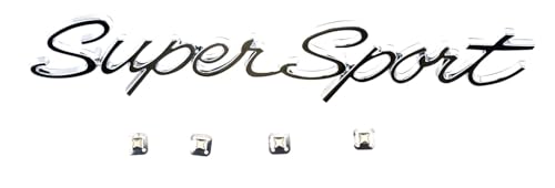 Image of 2Pcs Script Super Sport Emblems 3D Front Side Badge Nameplate Letter Compatible with Chevy Impala SS 1965 1966 (Chrome)