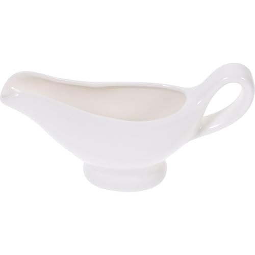 Uonlytech Ceramica Bianca Gravy Boat per Salsa da Bistecca con Beccuccio Antigoccia Contenitore Salsa per Casa e Ristorante