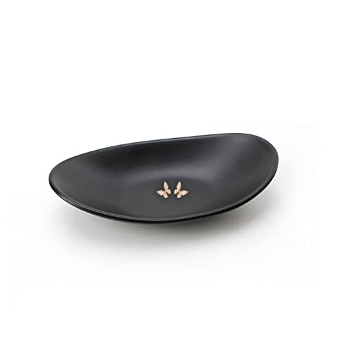 Binoster Bandeja de Plato de Porta Anillos y Joyas Organizador de la Llave de la joyería Negro, Plato de la decoración del aparador para entrada habitación central