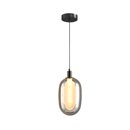 Lampe suspendue italienne cuivre et abat-jour verre gris pour chambre