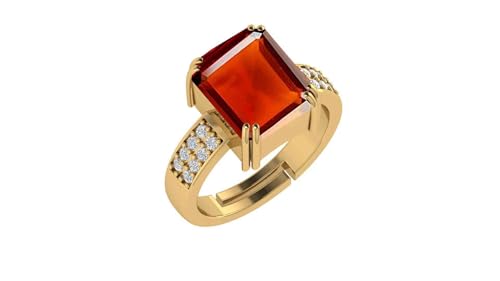 12.00 Ratti Gomed Ring Natural Quality & Original Stone Panchdhatu & Ashtadhatu Metal Adjustable Ring Rashi Ratna Loose Gemstone Gold Plated Ring for Men and Women-image-41