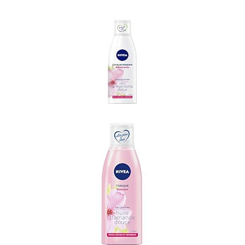 NIVEA - Routine Soin Visage Douceur - Lait Nettoyant & Lotion Tonique - Nettoie, Démaquille, Apaise - Peau Souple, Douce Et Fraîche - Huile D'Amande Douce - Peaux...