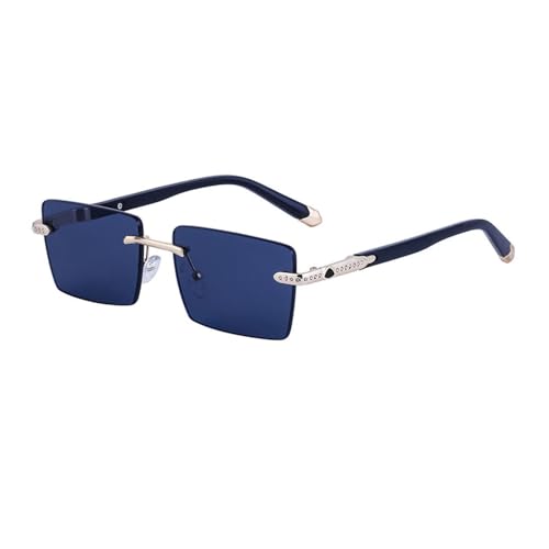 Lunettes de soleil carrées sans bordure en métal dégradé rétro pour homme