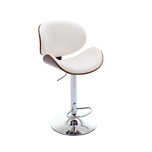 ONME Set de 2 Butacos Bar con Altura Ajustable, Tapizados en PU, Giro 360°, Respaldo Ergonómico, Base Estable, Color Blanco miniatura 4