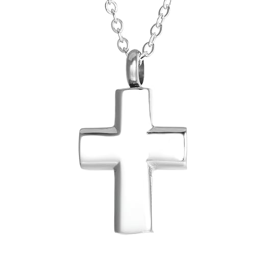 Collier urne de crémation croix en argent 925 sterling pour homme et femme