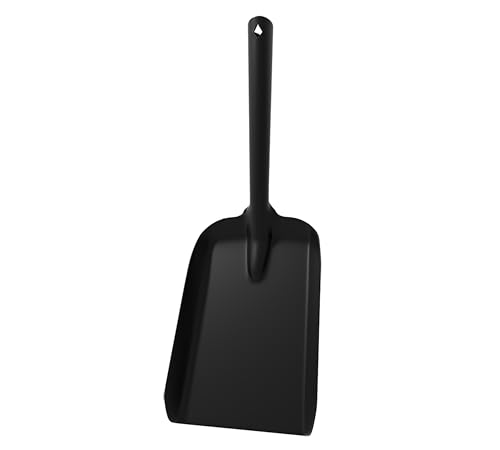 Calidola Pala per camino, per cenere, per camino, in acciaio resistente, con lati rialzati, lunghezza 33,5 cm, larghezza 11 cm, finitura verniciata a polvere nera