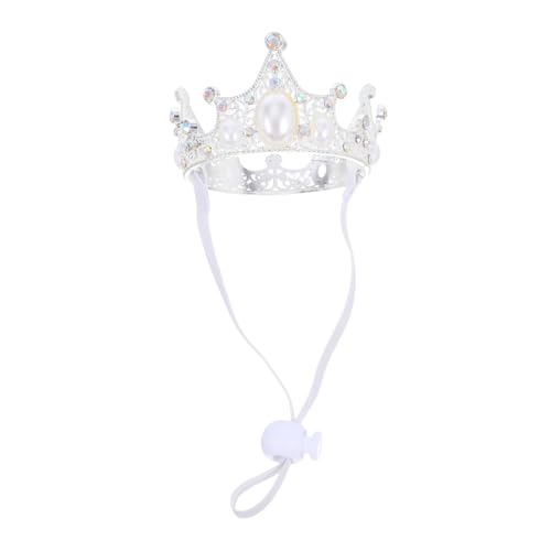 VANZACK Pet Birthday Party Crown Adjustable Strap Silver Headdress for Dogs Puppies for Weddings Celebrations Festive Events Glittering Design for Memorable Photos