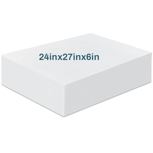 Frienda 1 Pack 6 x 24 x 27 Upholstery High Density Craft Foam Sheets Replacement Square Cut to Size Cushion Chair Padding Suitable for Shipping Packing Cushion Foam Mailing Cosplay(White)