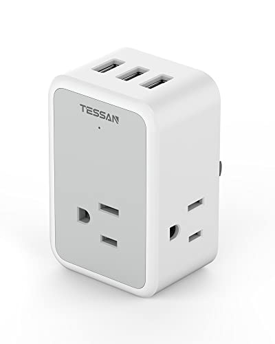 Cruise Essentials, TESSAN Cruise Approved Power Strip No Surge Protector, Multi Plug Outlet Splitter with 3 USB Charging Ports, Wall Outlet Extender, Compact for Cruise Accessories Must Haves