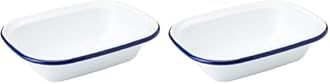 Zenker Enamel Large Pie Dish, Vintage Design, Suitable for Oven and Stove, Dishwasher Safe, Tray, Tin, Dimensions, 26x19.5x6cm, Colour, White, Blue, 687541 (Pack of 2)