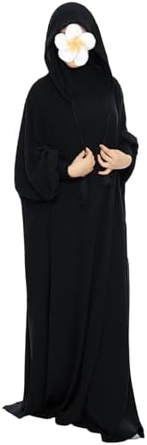 khalat Muslim Prayer Dress, Abaya, Solid One-Piece Hooded Abaya Dress for Women, Long Maxi Dress, Islamic Dubai Jilbab