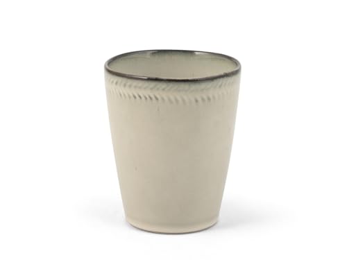 H&H Set 6 Bicchieri Antibes in Stoneware – 300 cc – Colori Blu, Beige e Grigio – Lavabili in Lavastoviglie – Utilizzabili in Microonde – Design Rustico ed Elegante