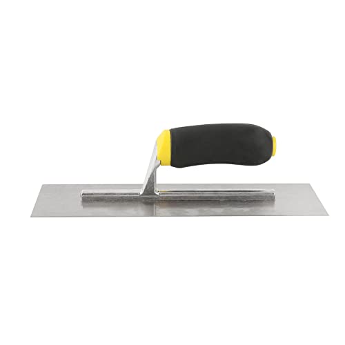 Zjnoted Plastering Trowel 12"X4" Carbon Steel Soft Handle Plastering Trowel Normal Polish Plaster Finishing Trowel Carbon Steel Grip Handle #TOP1