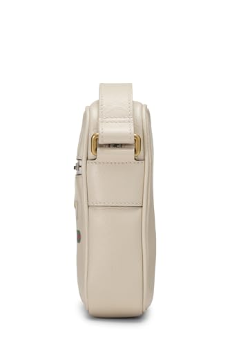 Pre-Loved White Leather Logo Printed Vertical Camera Bag Mini, White3
