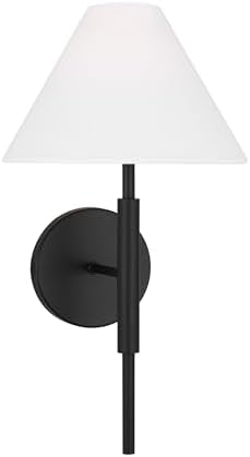 Scott Living 1-Light Porteau Transitional Wall Sconce Midnight Black DJW1011MBK, Sconce Wall Lighting is Ideal Bedroom Light, Hallway Light, Living Room Light, and Bathroom Light Fixture