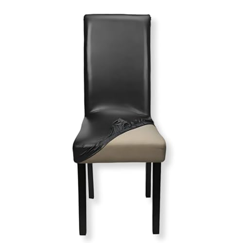 Image of Qlarity Covers PU Leather Dining Chair Covers | Waterproof & Elastic Kitchen Chair Slipcovers for Stain /Scratch Protection | Soft & Well-Fitted Parsons Covers for Dining Room (1)