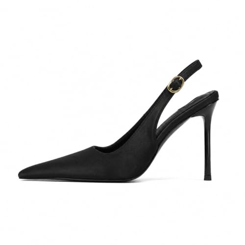 Image of Satin Slingback Pumps Women Floral Knot Pointed Toe Stiletto Heels