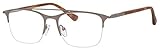 Ernest Hemingway H4813 Unisex Half Rim Metal Frame Eyeglasses in Matte Silver 52 mm